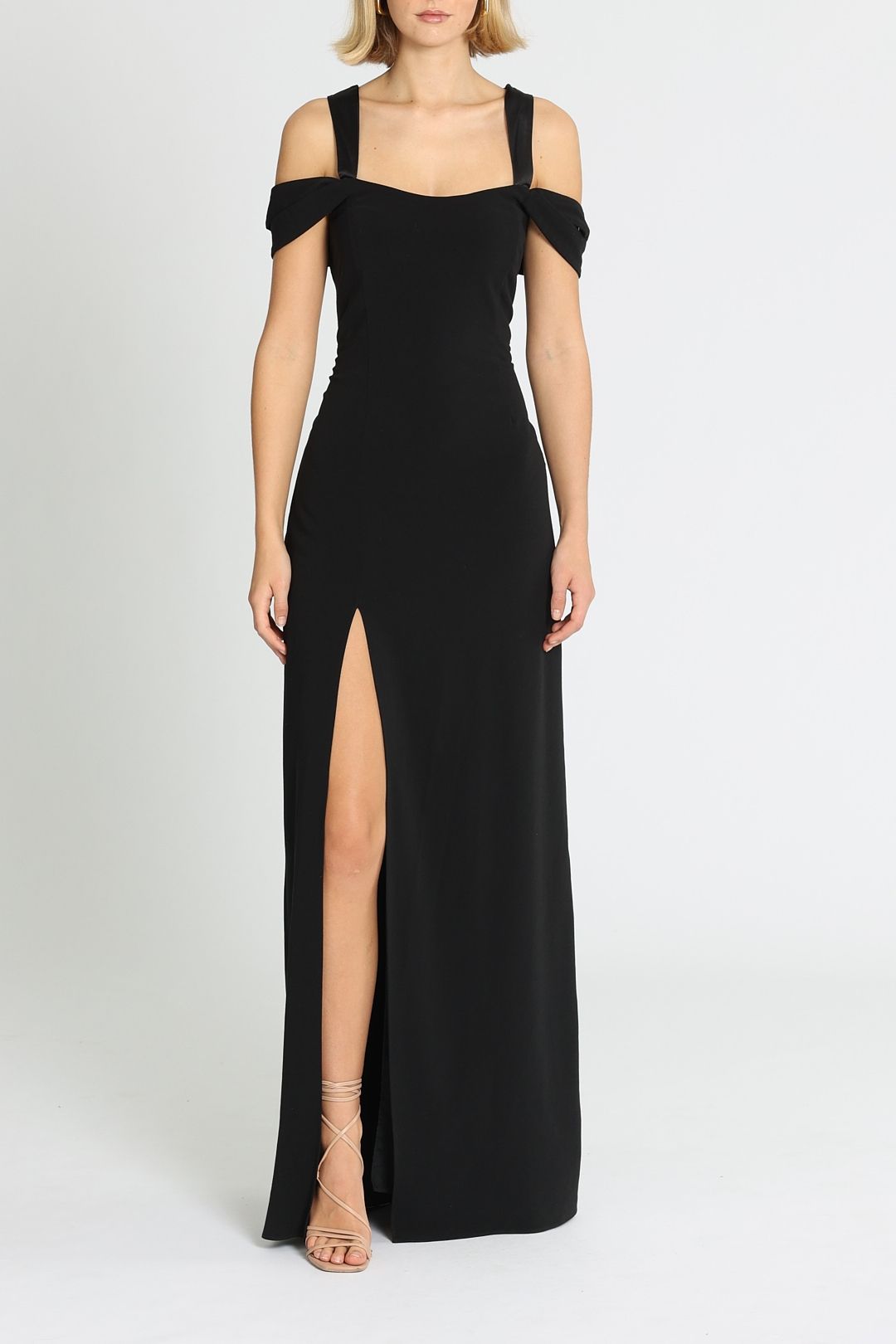 Halston Heritage Cold Shoulder Fitted Gown Black