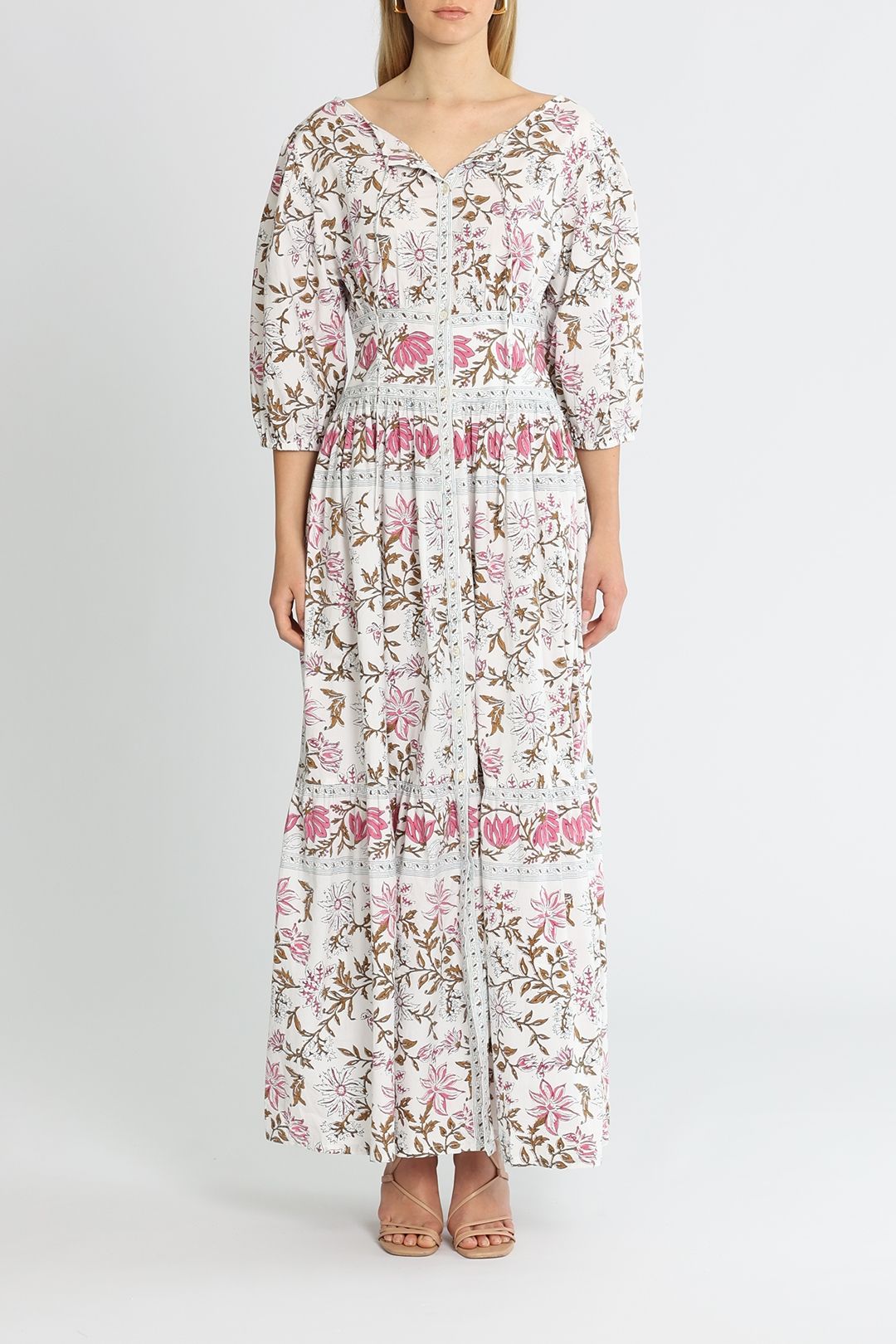 Hannah Artwear Camilla Dress Buganvillea Tie Neck