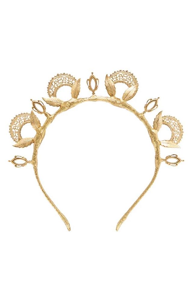 Misha Brass Leaf Crown by Heather McDowall for Rent