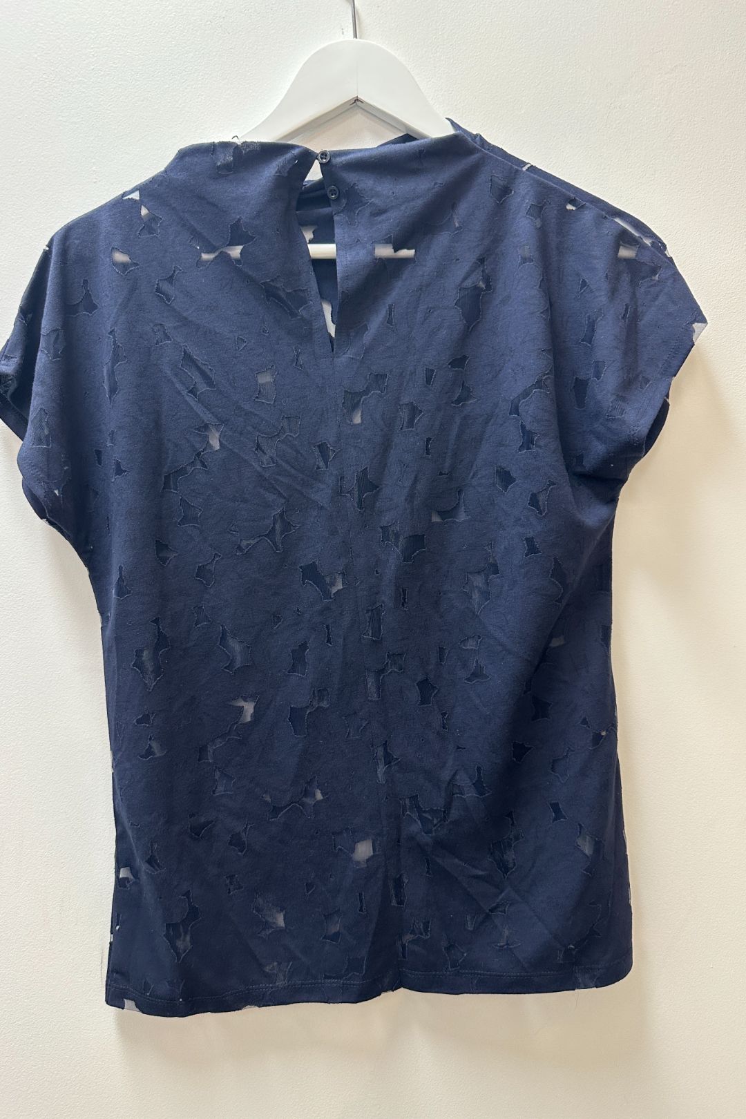 Reiss High Neck Burnout Top in Bluev