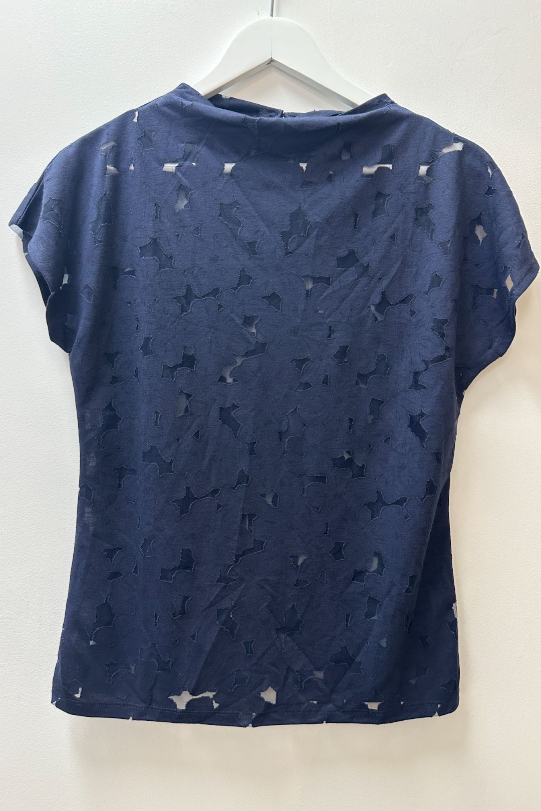 Reiss High Neck Burnout Top in Blue
