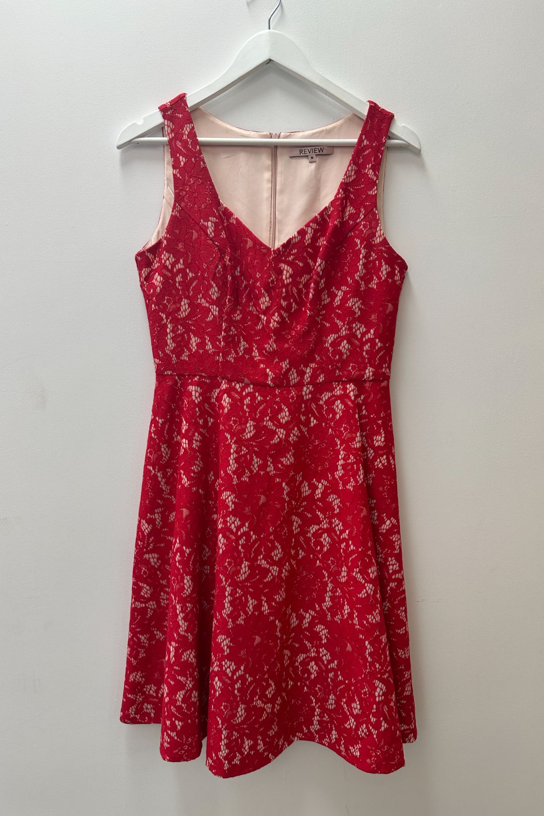 Buy High Tea Floral Lace Dress in Red Review GlamCorner