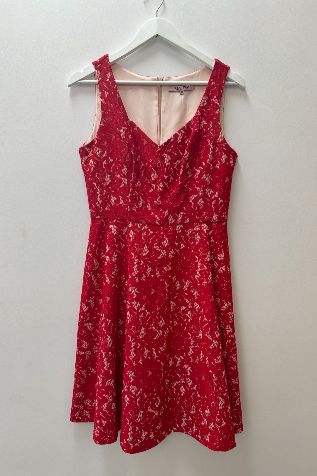 Review High Tea Floral Lace Dress in Red