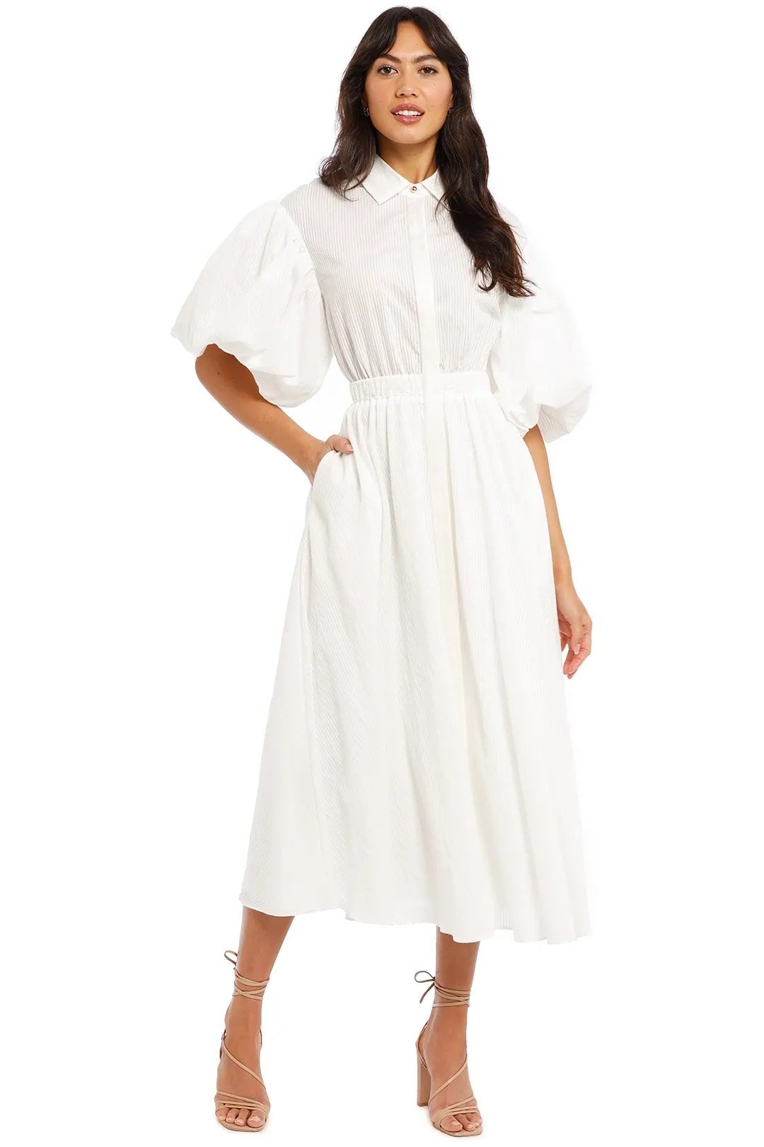 Hire Glebe dress in ivory for wedding guests.