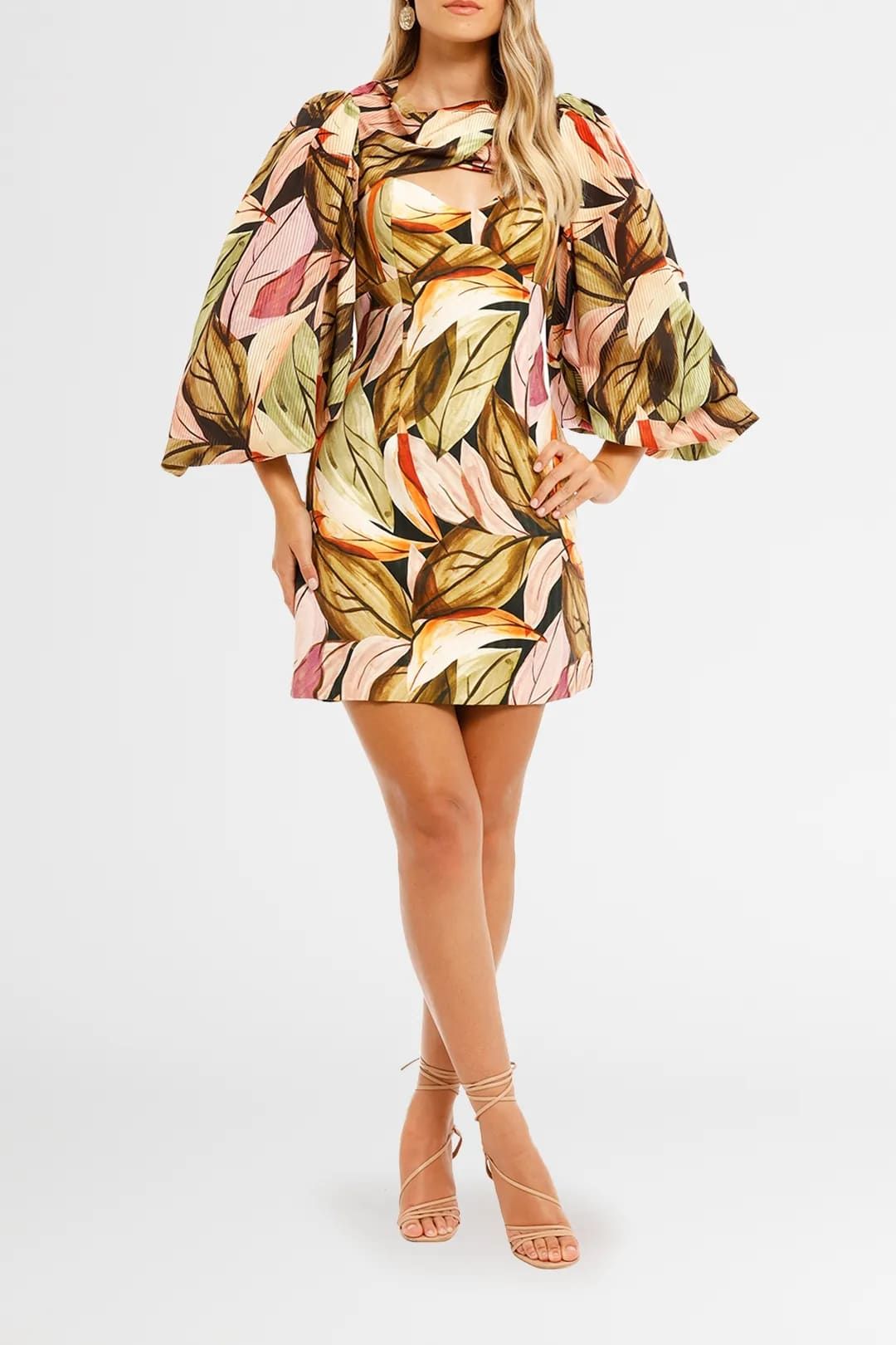 Hire Meadow dress in falling leaves for wedding guests.