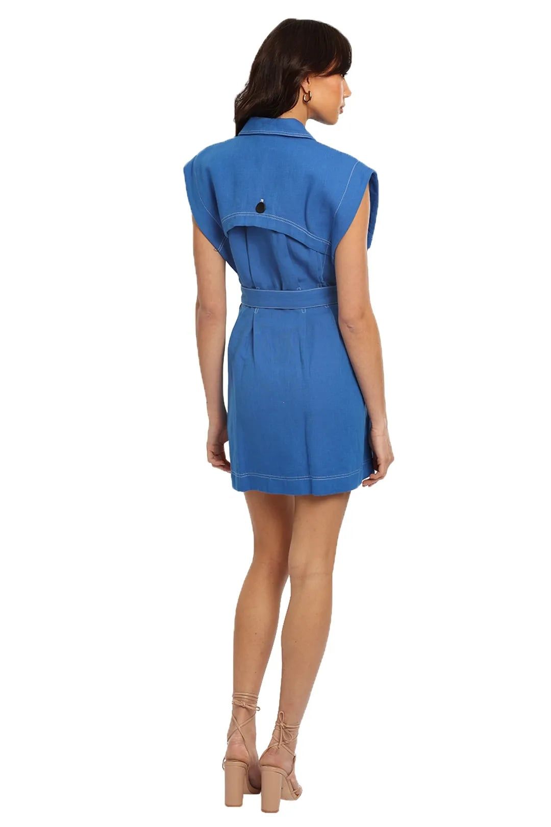 Model wearing Acler Westcroft Dress in Blue for rent