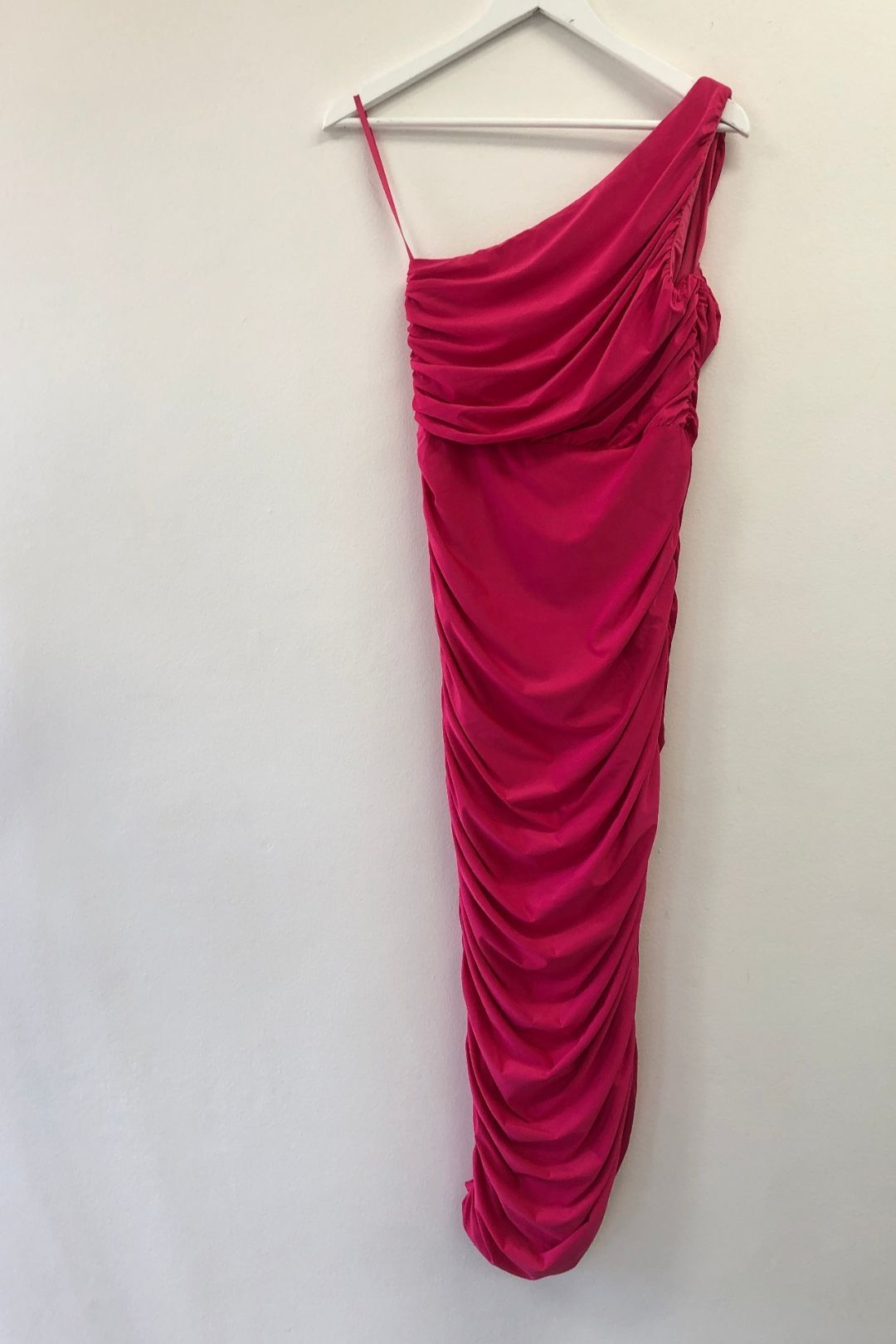 strapless open back dress Kailey Pink One Shoulder Ruched Mesh Co-ord Set