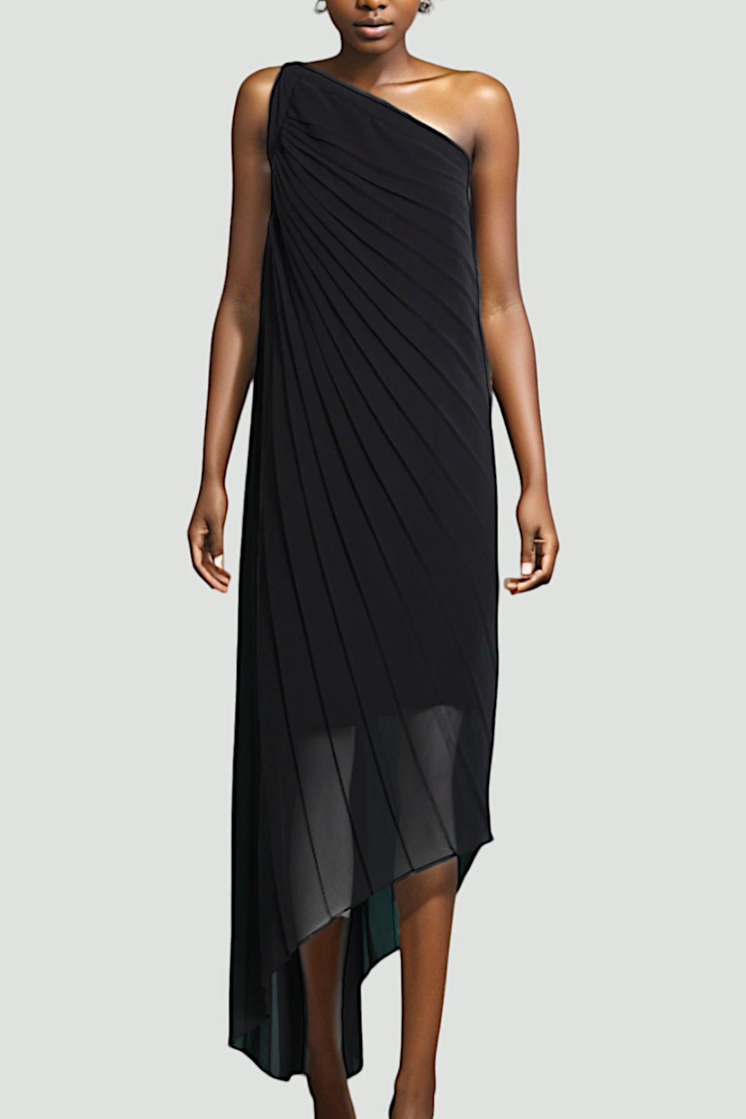 Howard Showers Off Shoulder Evening Dress in Black