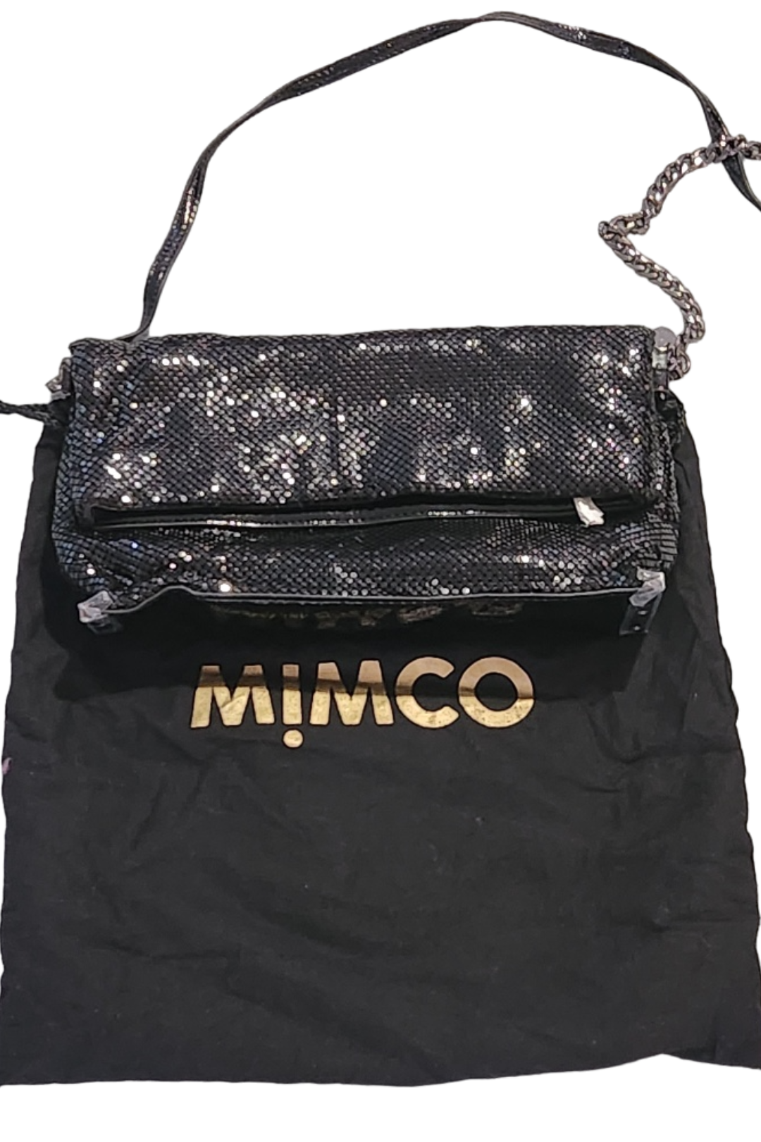 Buy Black Cheeky Pinch Mesh Crossbody Clutch Mimco GlamCorner
