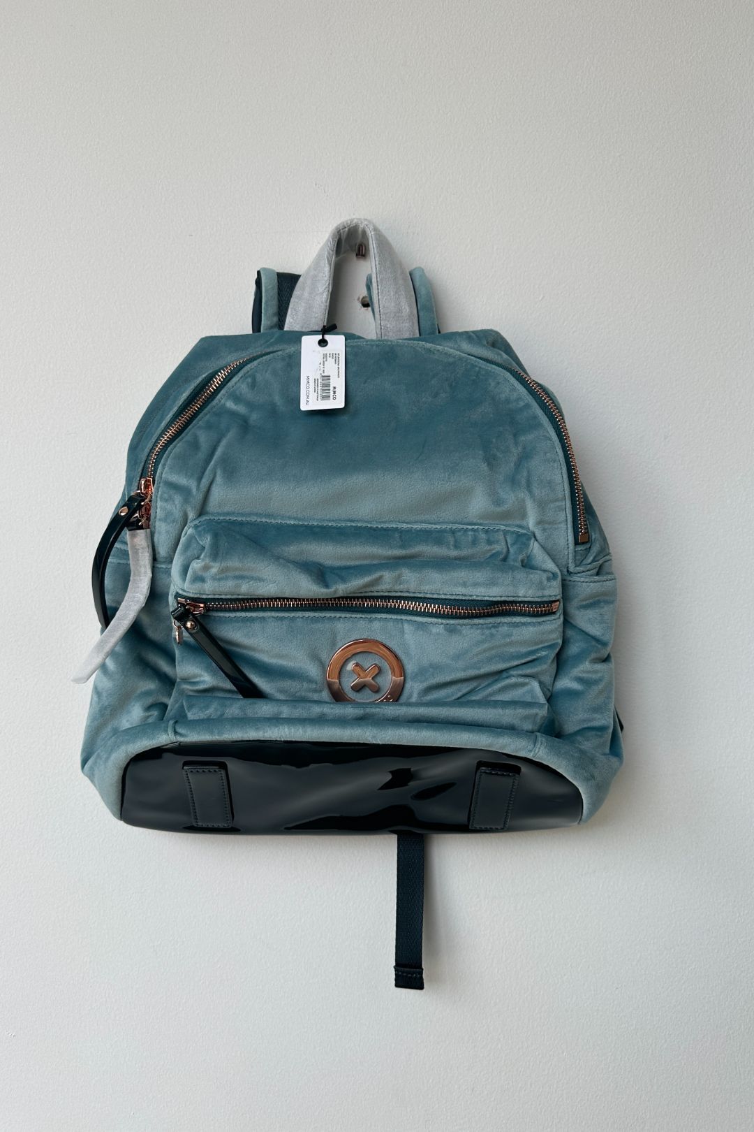 Mimco Splendiosa Velvet Backpack in Petrol Green 