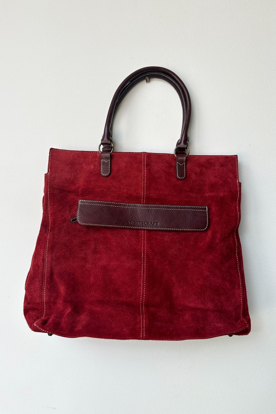 Sportscraft Red Suede Tote Bag