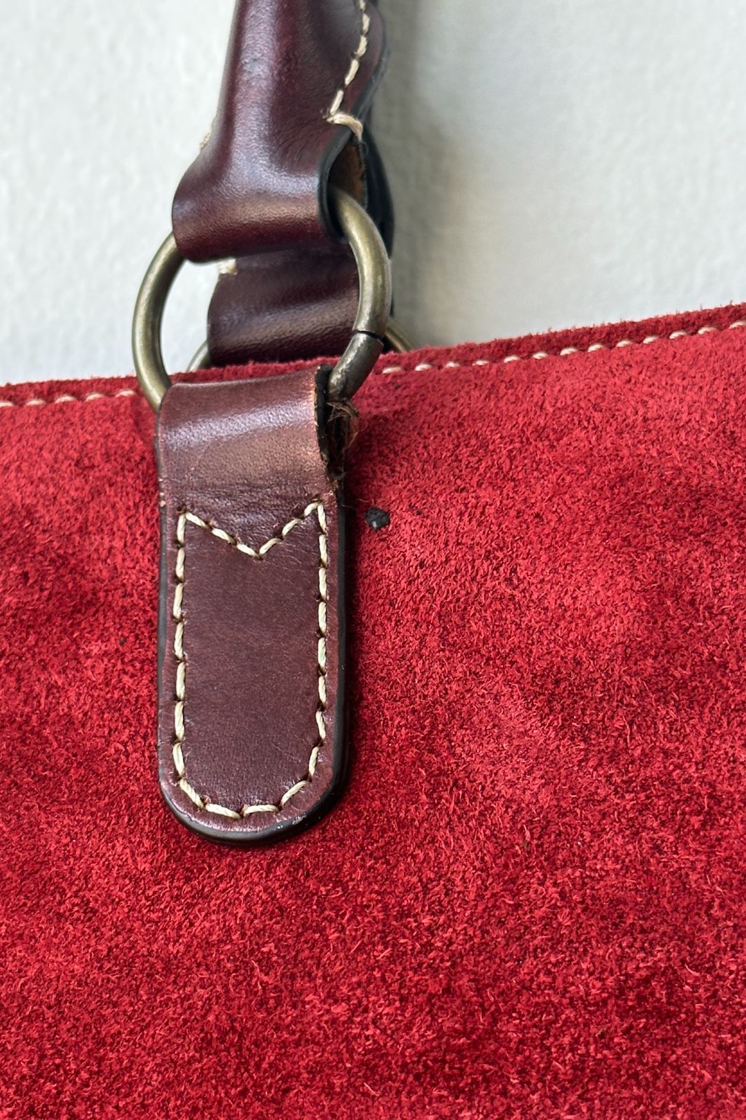 Sportscraft Red Suede Tote Bag