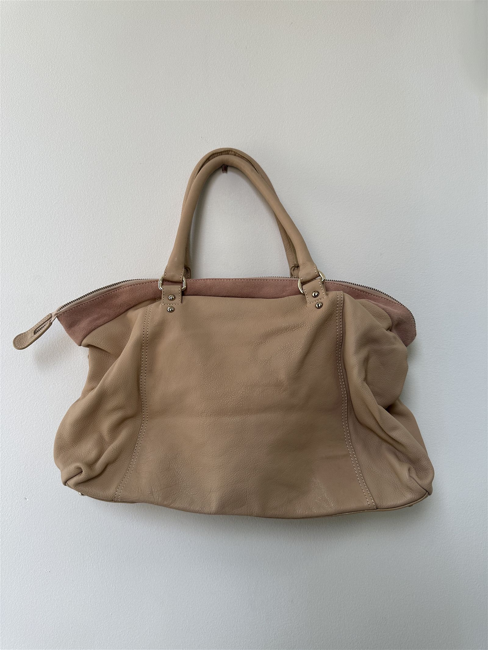 Witchery Taupe Leather Tote Bag