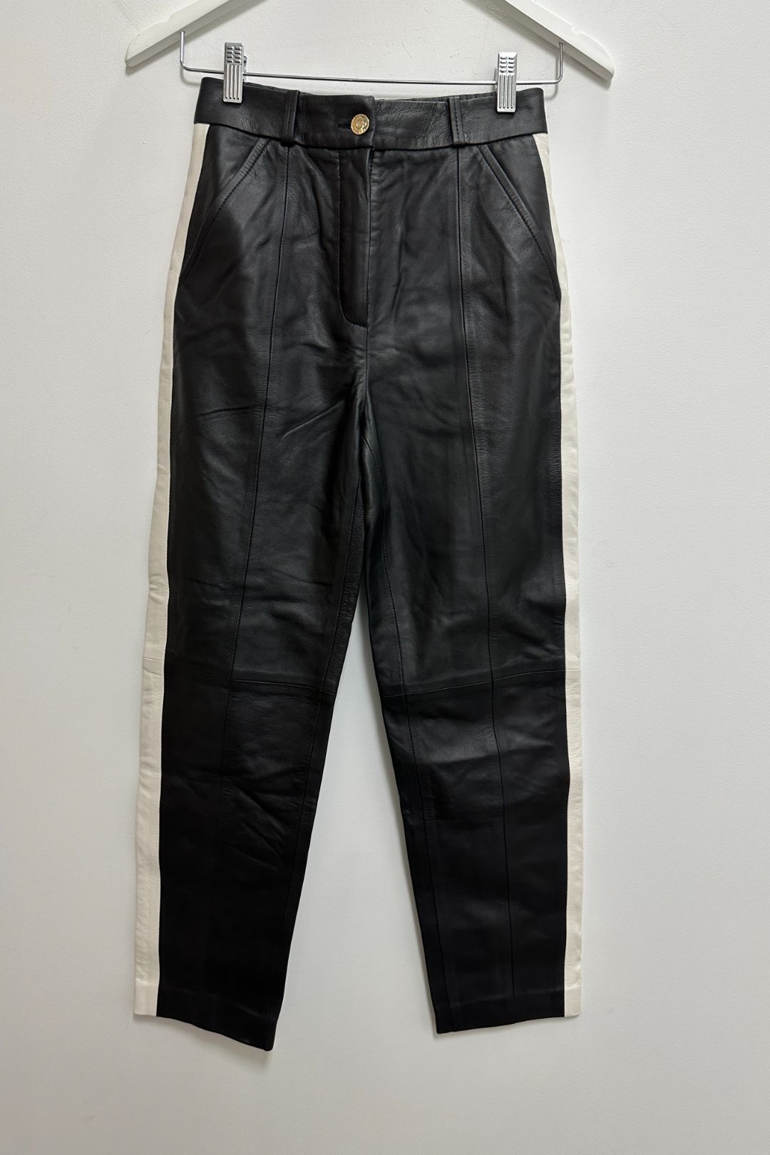 Tommy Hilfiger Pamela Leather Pull-On Pants in Black and White