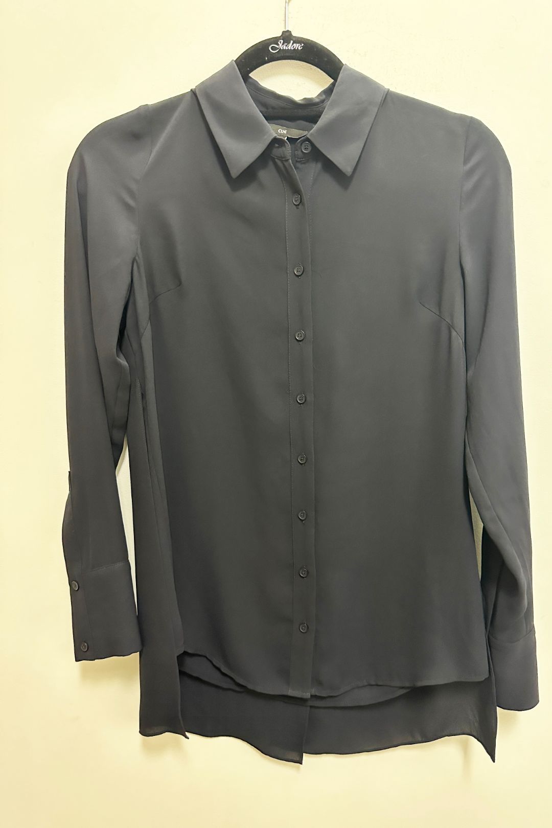 Cue Georgette Longline Shirt in Black