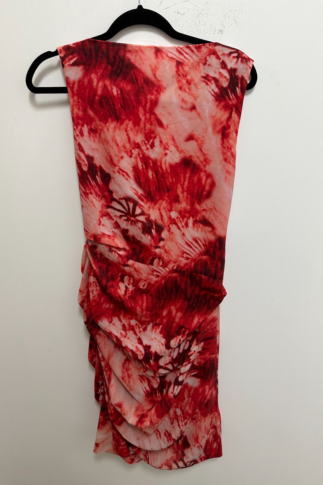 Jayson Brunsdon Abstract Print Ruched Red Dress
