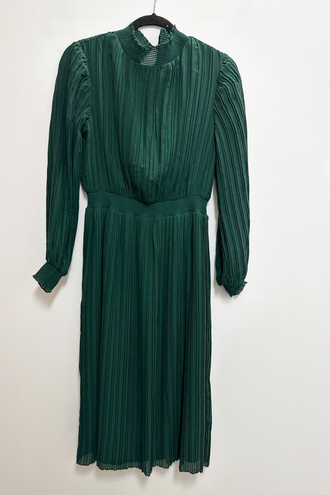 French Connection Long Sleeve Midi Dress in Forest Green