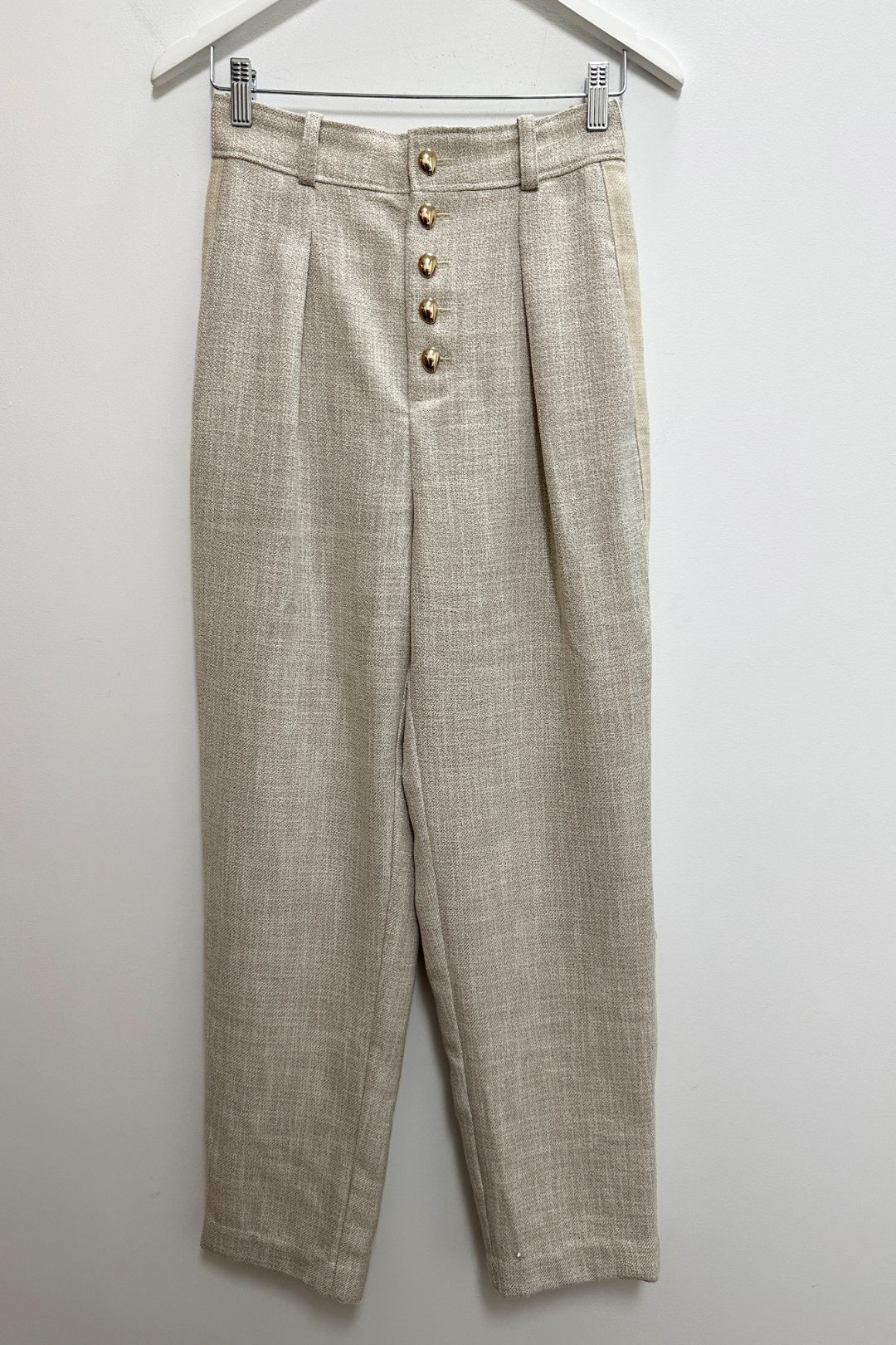 Acler Tweed High Waist Pants in Beige