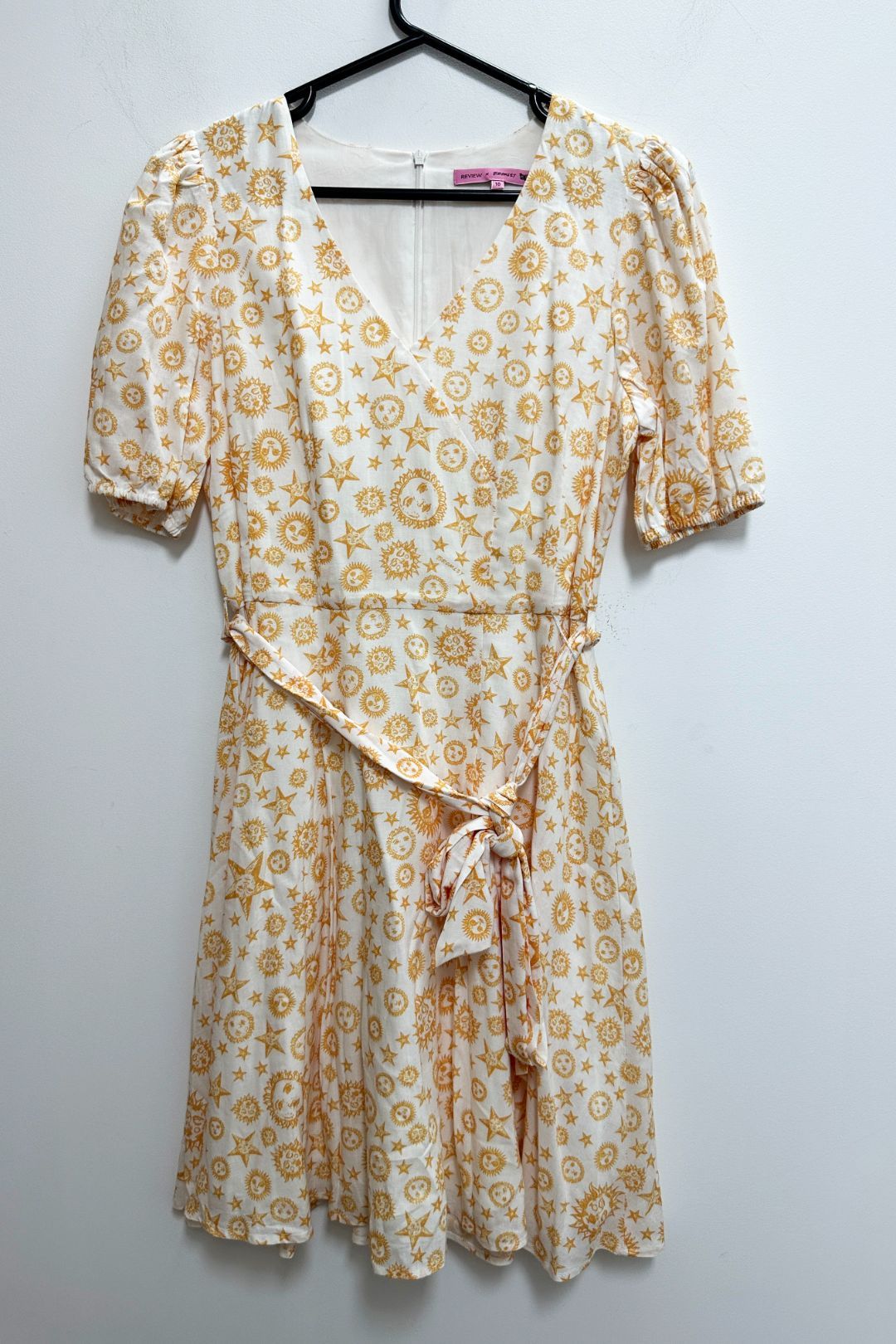 Review Sundazed Dress in Ivory and Gold
