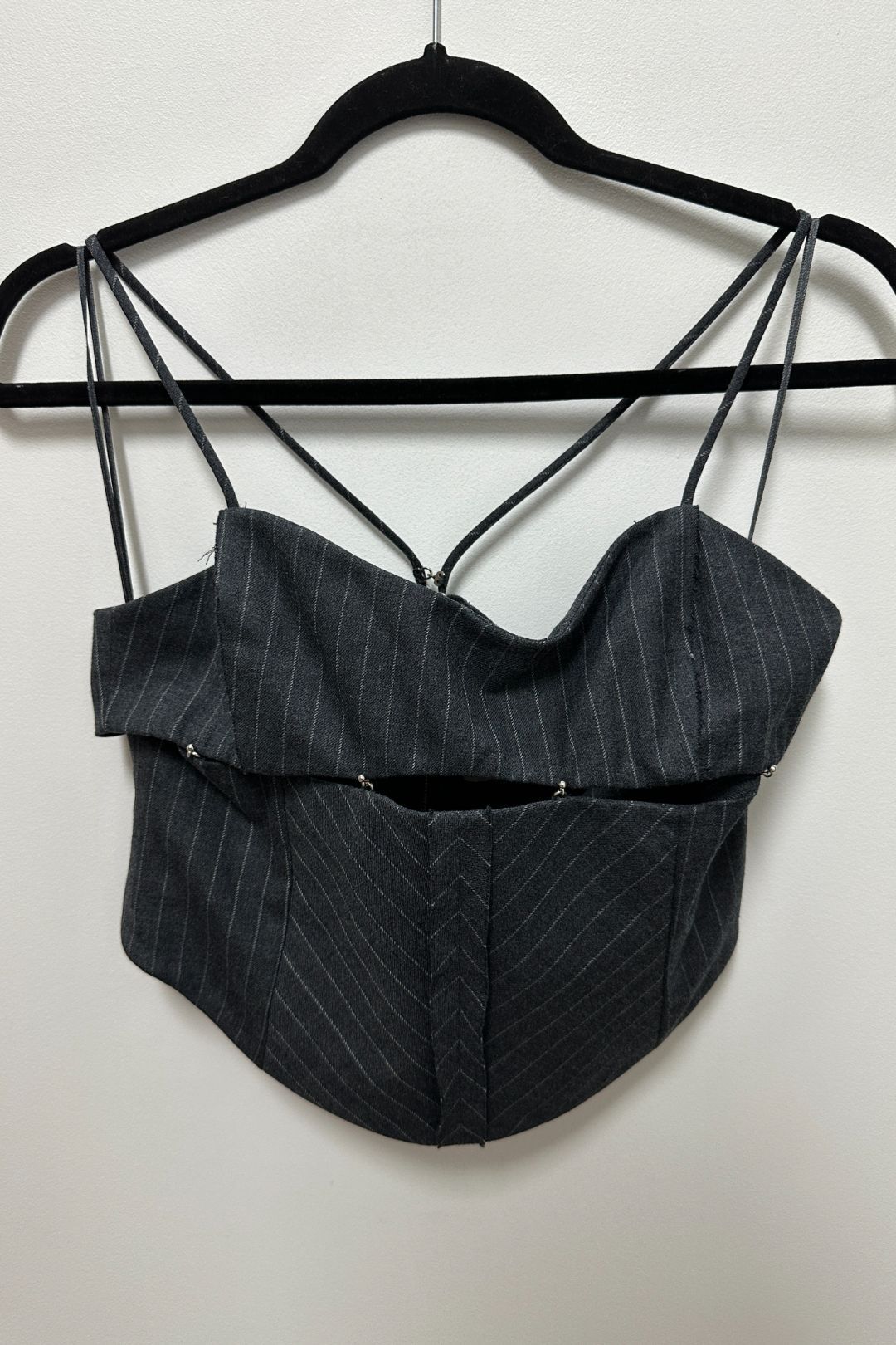 Pine Corset Top in Charcoal Pinstripe