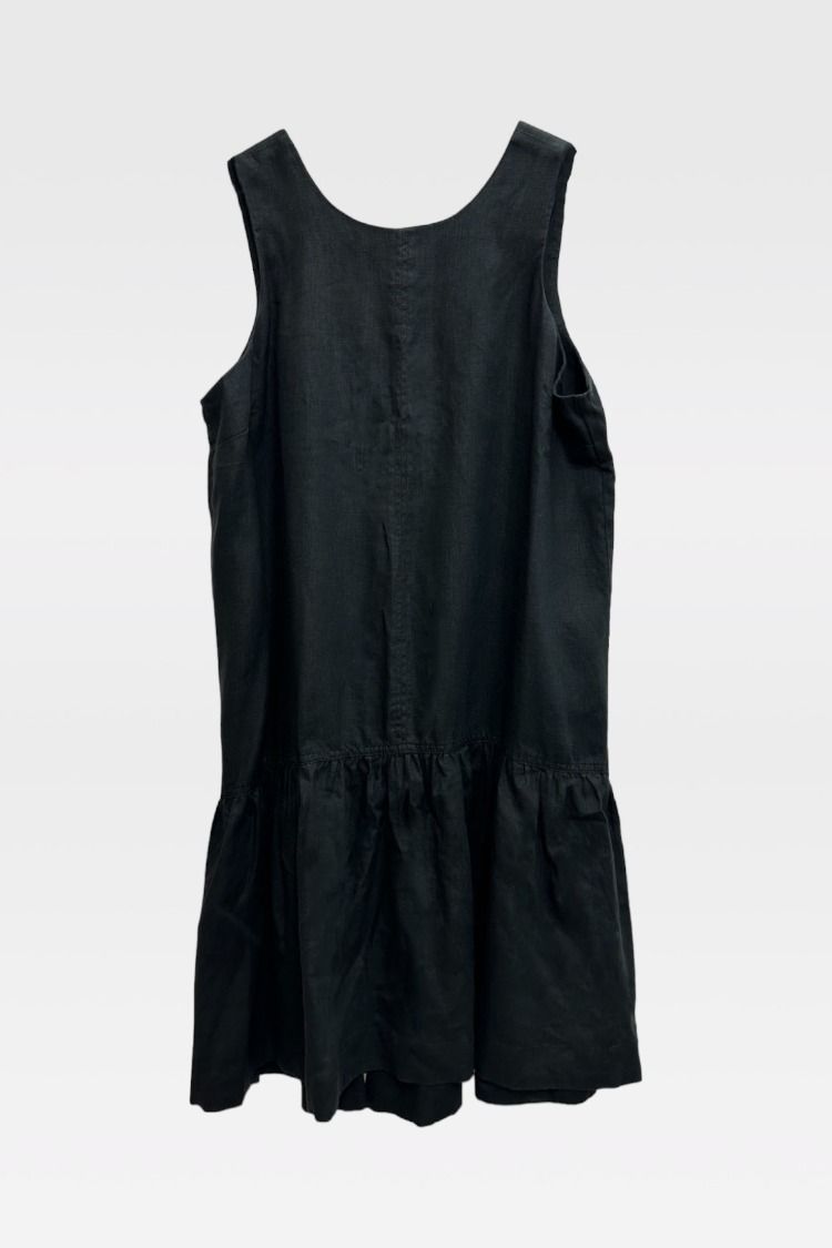 Buy Black Drop Waist Linen Shift Dress | Jag | GlamCorner