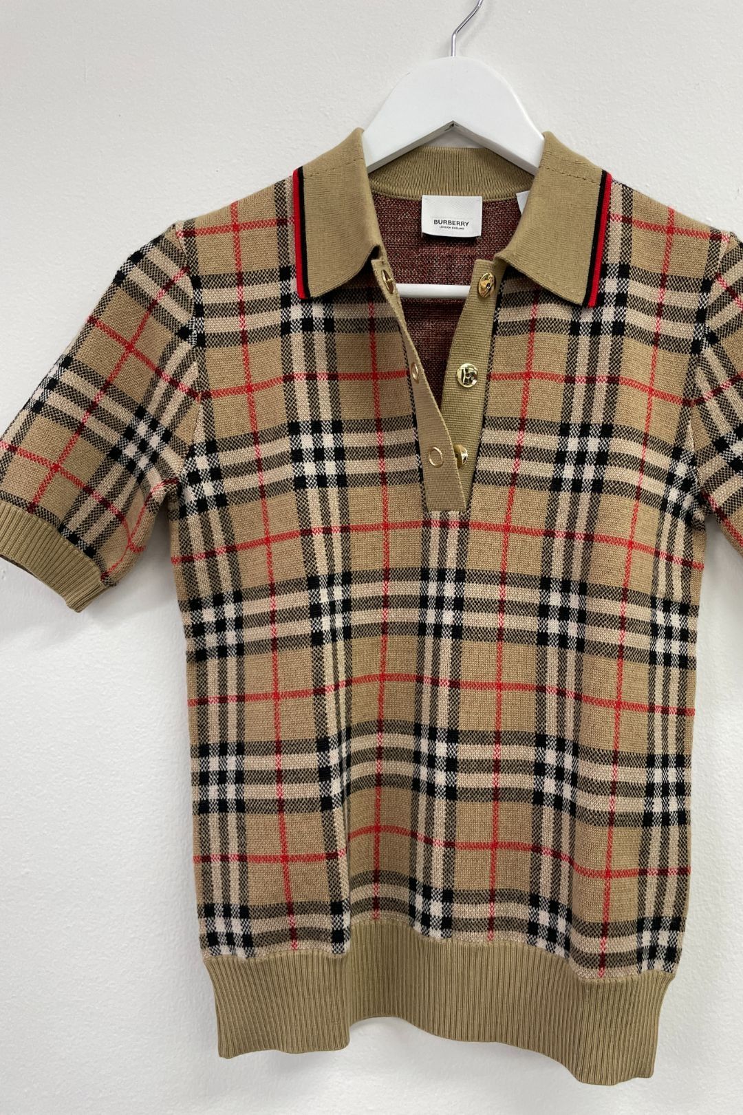 Burberry vintage check merino wool hot sale polo shirt