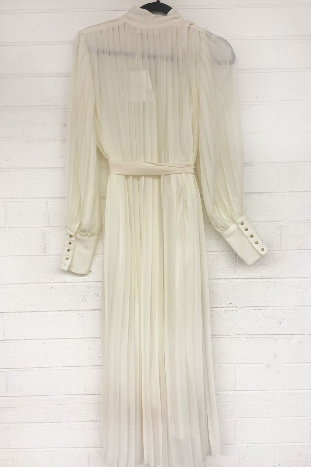 Buy Belted Plisse-Chiffon Midi Dress in Pearl | Zimmermann | GlamCorner