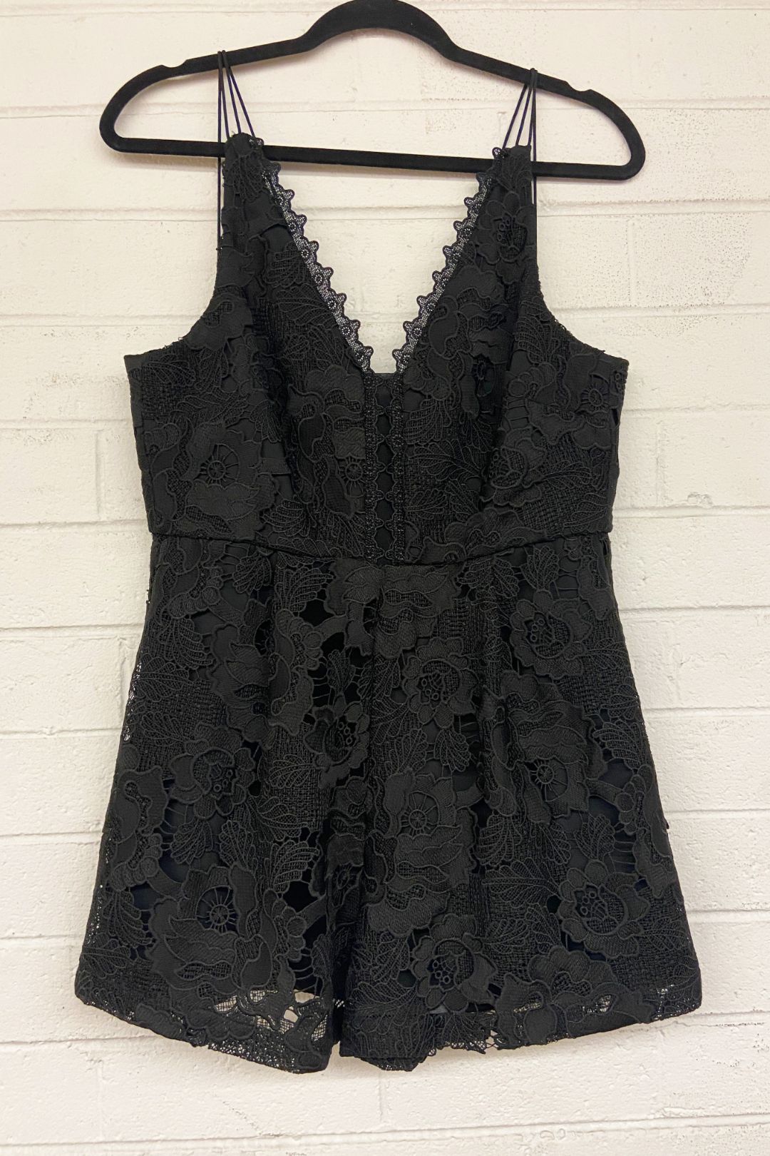 Buy Black Floral Lace Playsuit Forever New GlamCorner