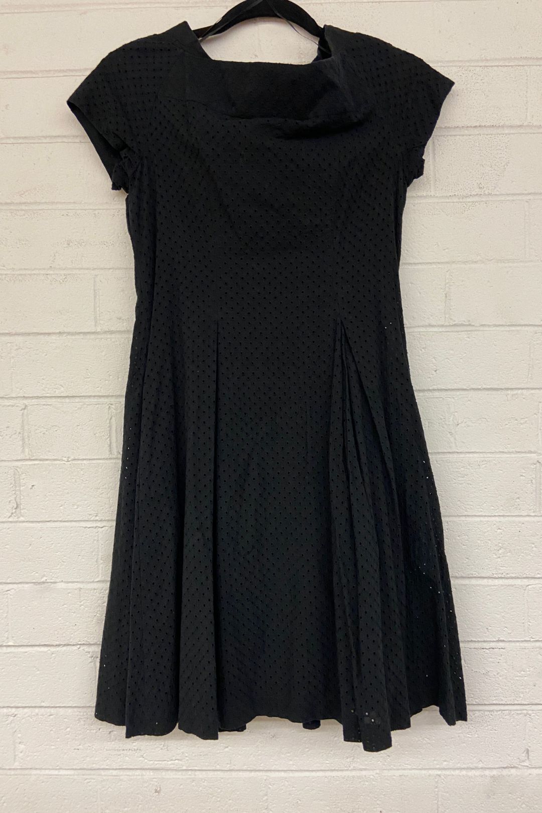 Zip Front Fit and Flare Black Dress