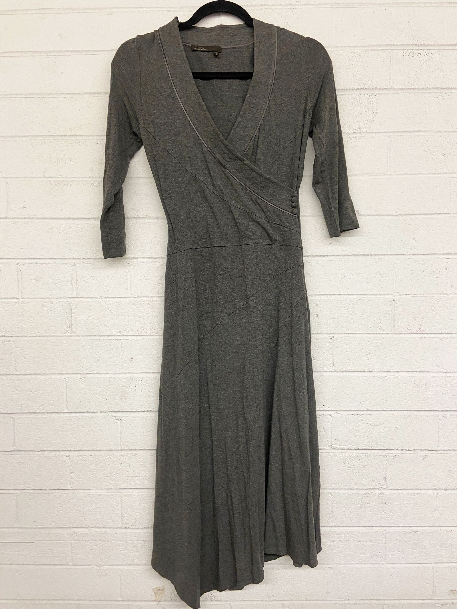 David Lawrence Grey Wrap Maxi Dress