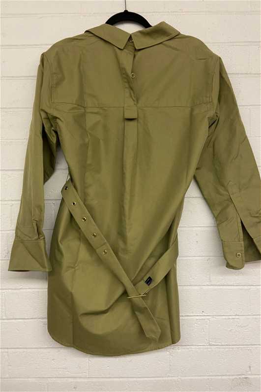 slim fit dress slacks Silk-blend shirt dress - moss green main image 1