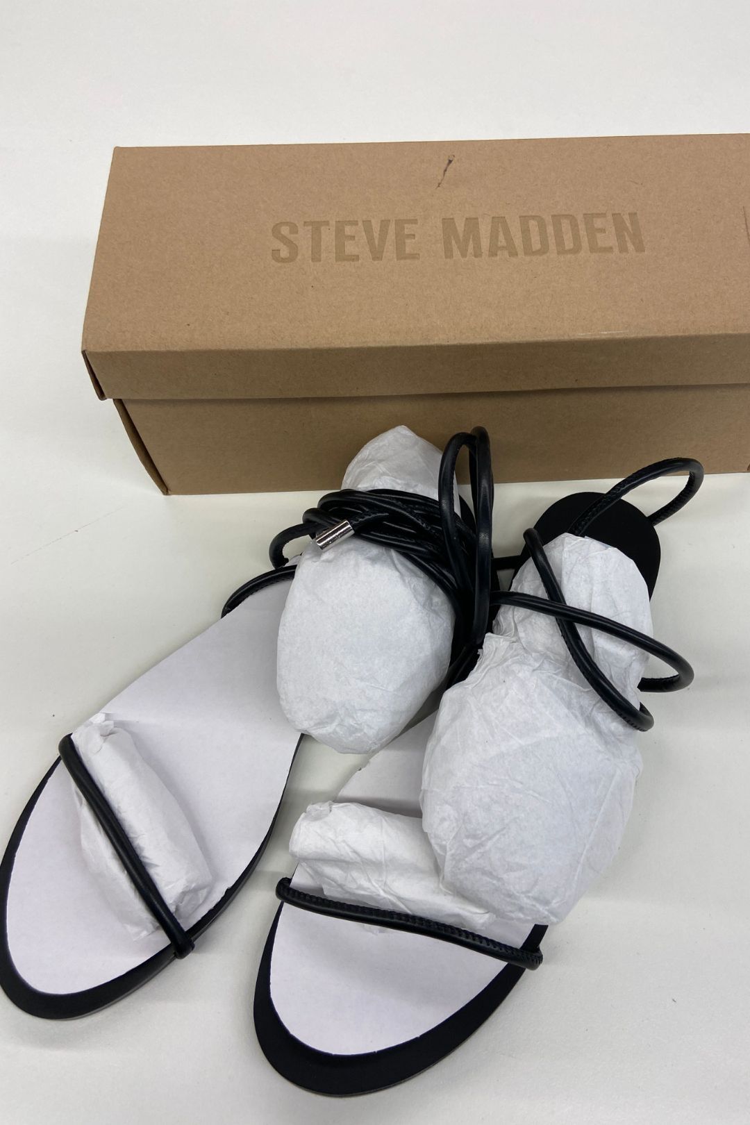 Steve Madden Vegan Leather Black Twirl Flat