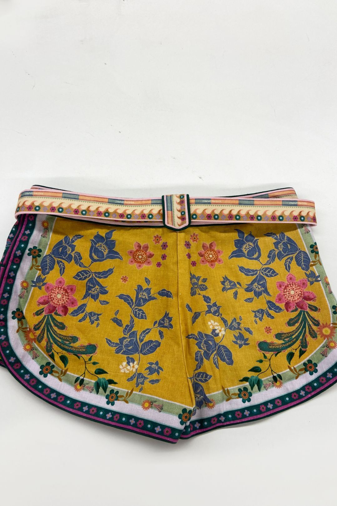 Zimmermann Floral Print Belted Shorts