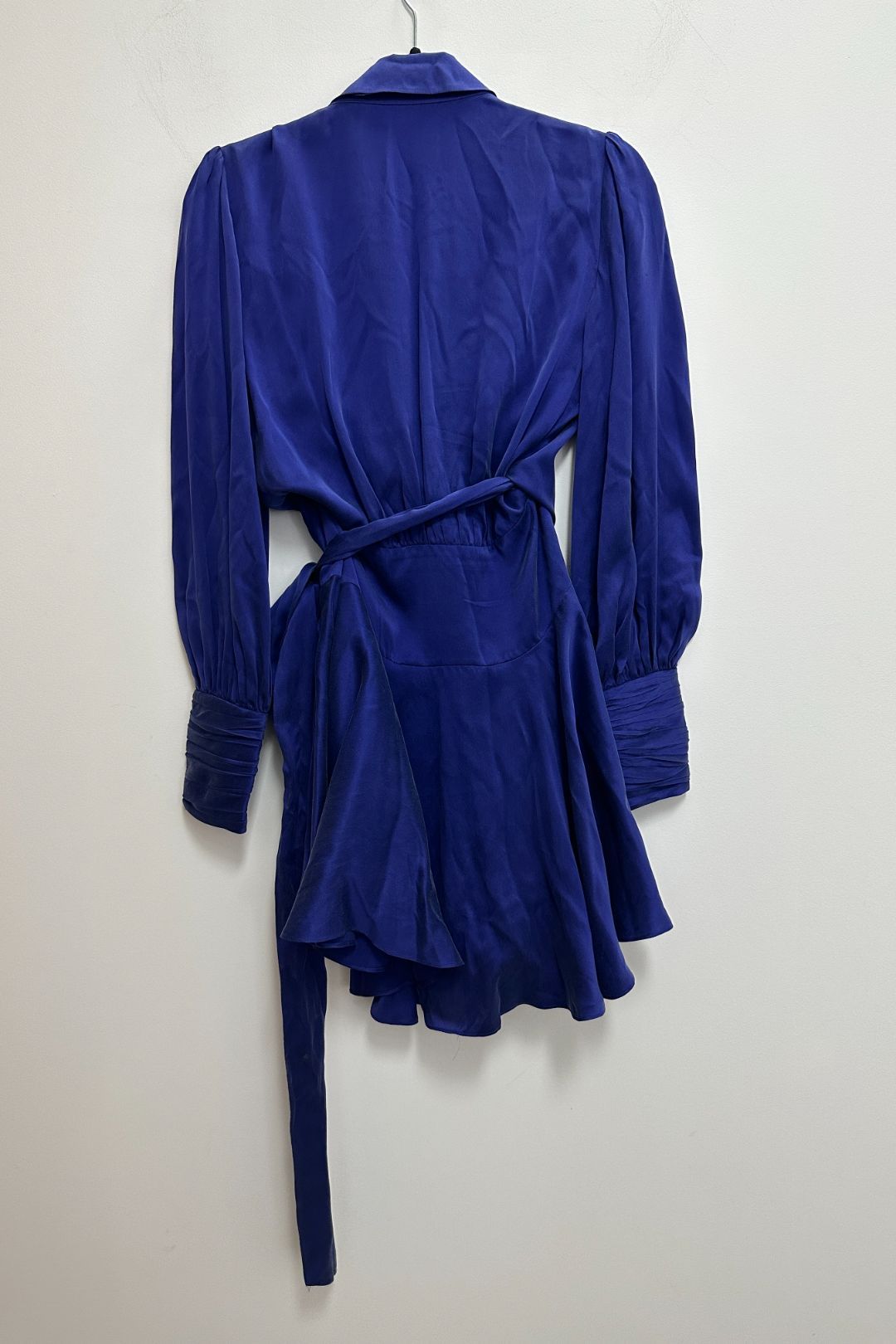 Silk Wrap Mini Dress in Blu