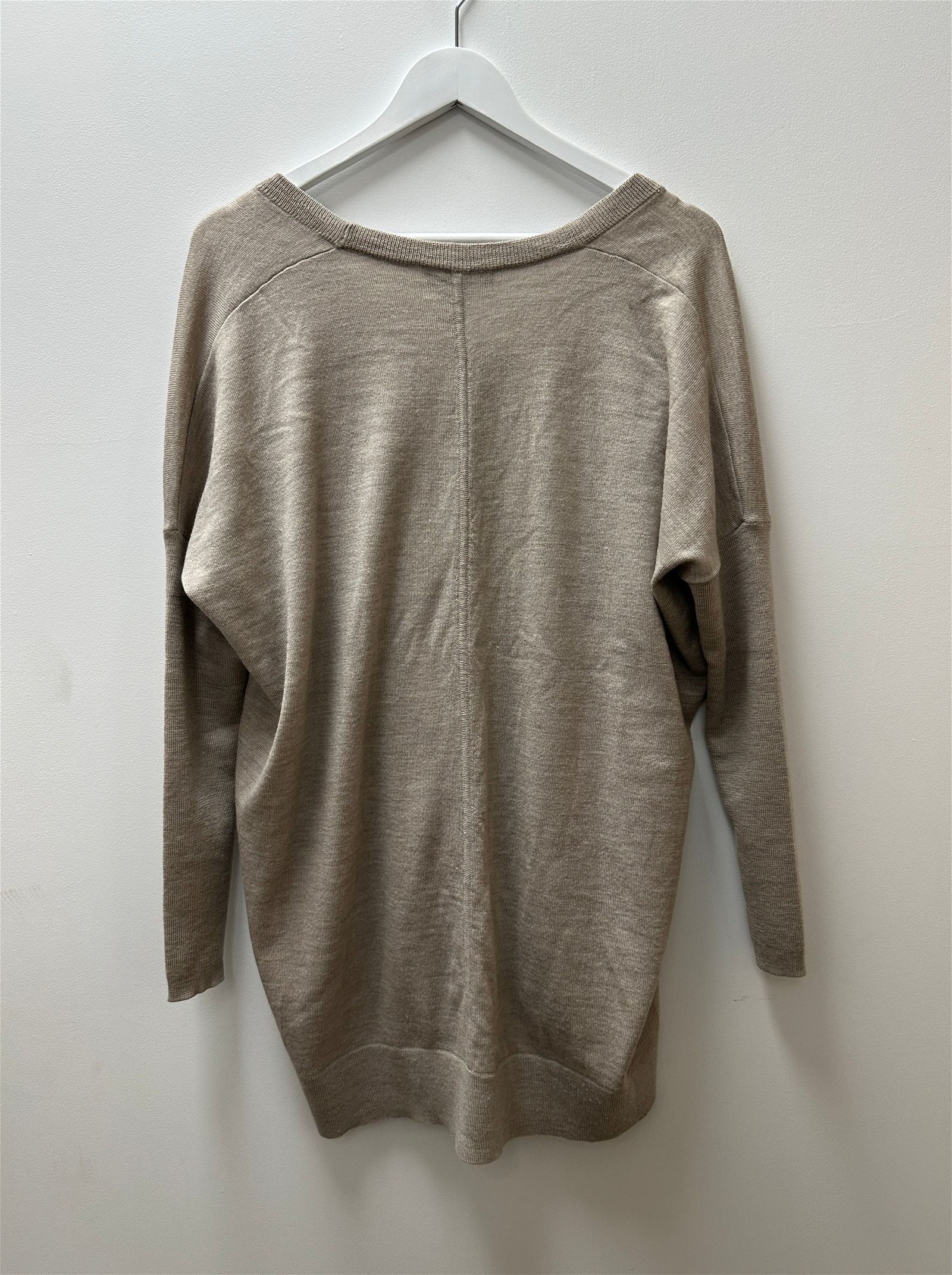 Saba Extra Fine Merino Wool V-Neck Sweater in Beige