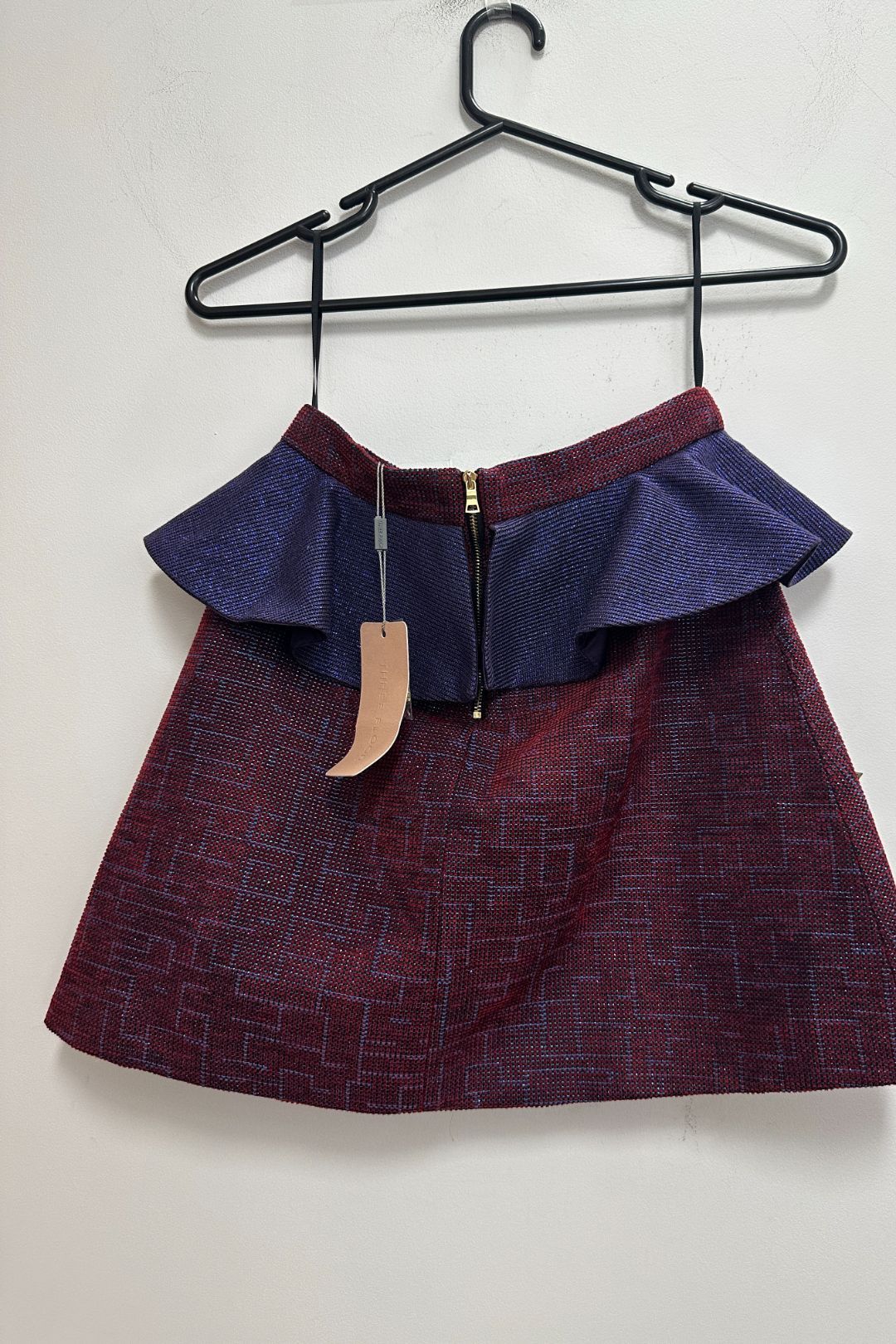 Three Floor - Purple Peplum Mini Crystal Embellished Skirt