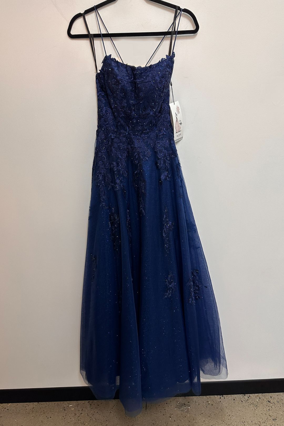 Alyce Paris Full Length Lace Dress in Navy