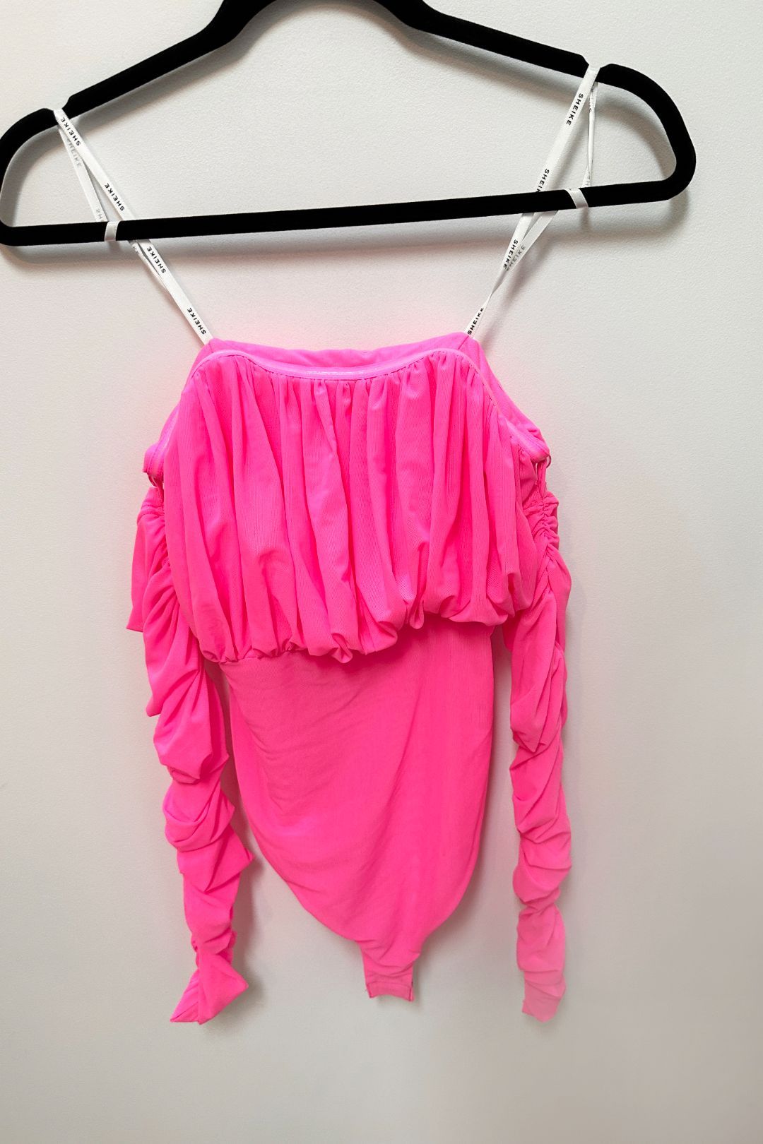 A Long Time Ago Crop Hot Pink  Hot pink outfit, Off shoulder fashion, Long  sleeve crop top