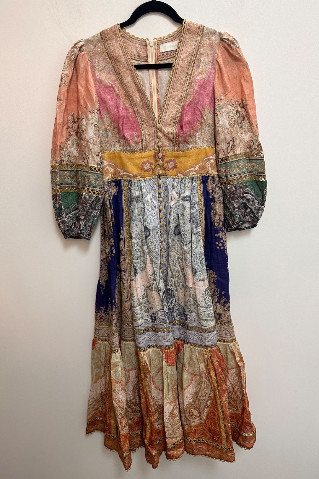 zimmermann anneke lantern midi dress Linen Anneke Lantern Midi Dress in Multi