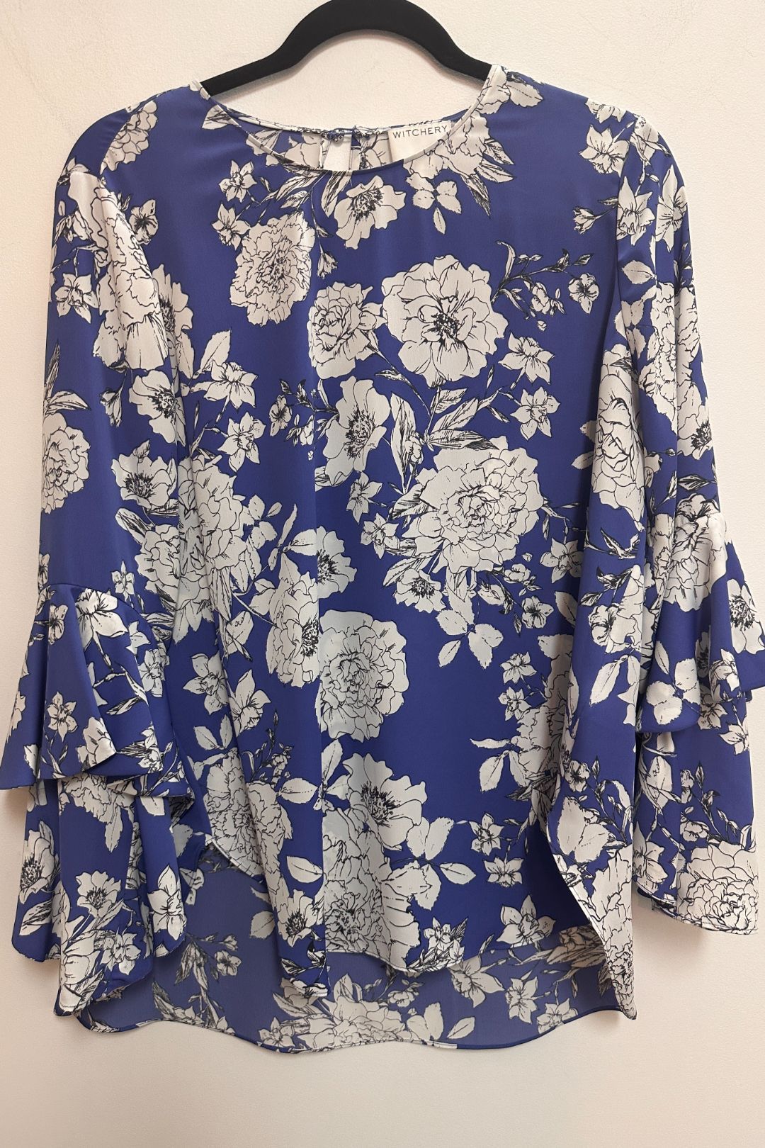 Witchery Blue Floral Print Blouse