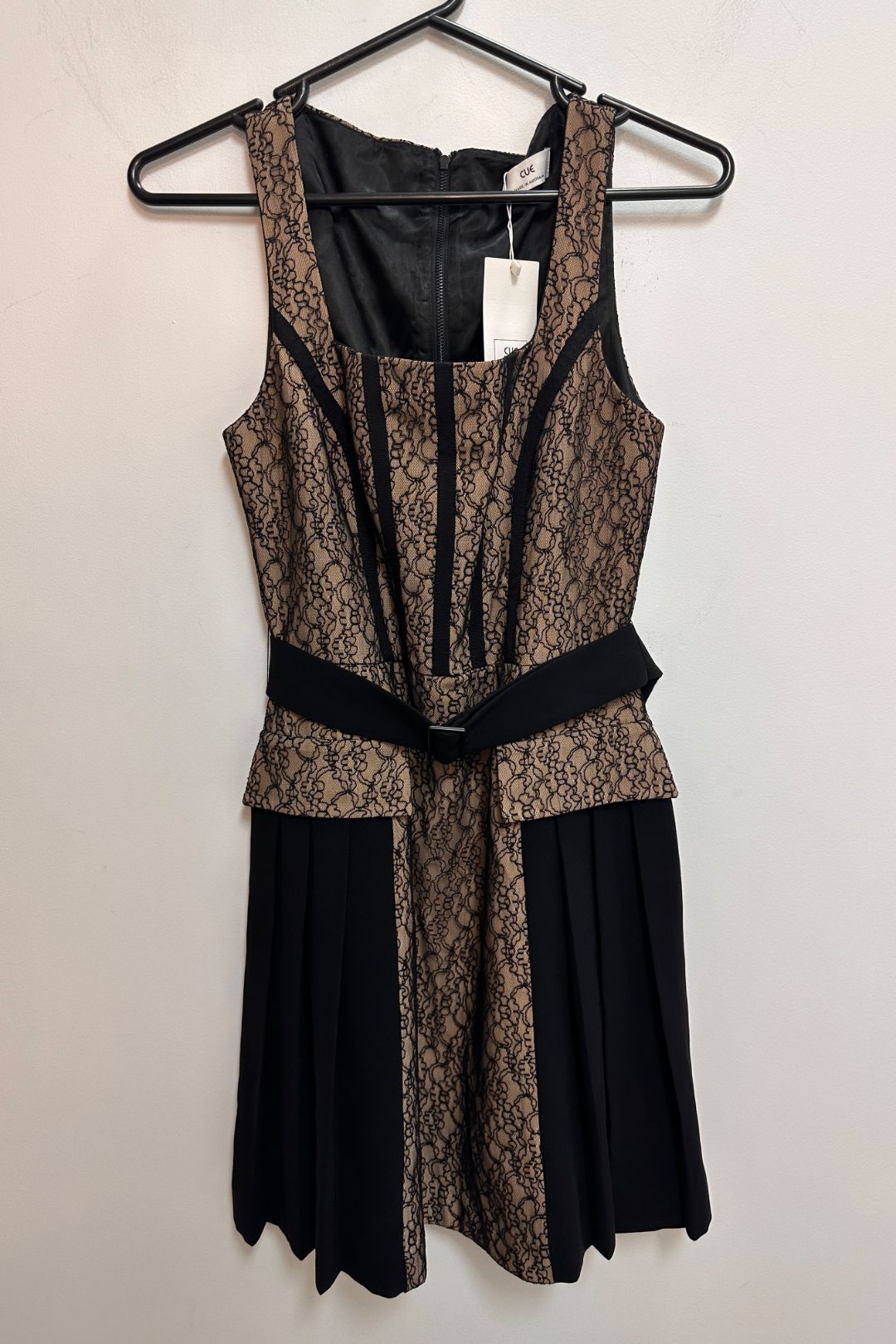 Black and Beige Lace Dress