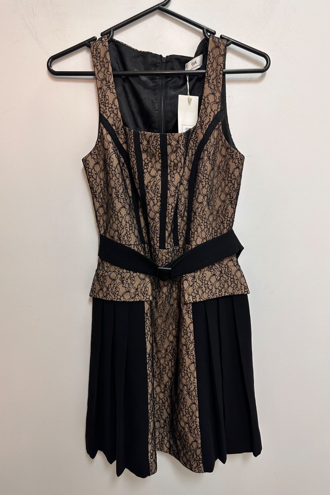 Cue in Black and Beige Lace Dress