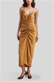 Incu Temple Ruched Front Dress yellow