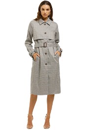 Iris-and-Ink-Prince-Of-Wales-Check-Woven-Trench-Coat-Grey-Front