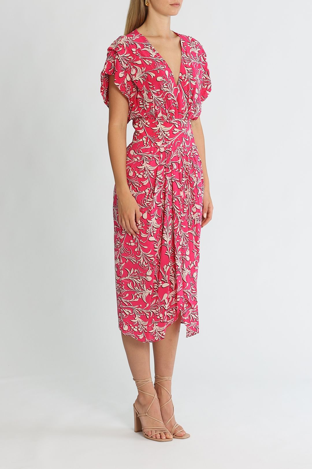 Isabel Marant Omeya Pink Short Sleeve Dress Floral