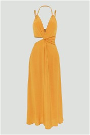 Isadora Cut-out Midi Dress in Orange