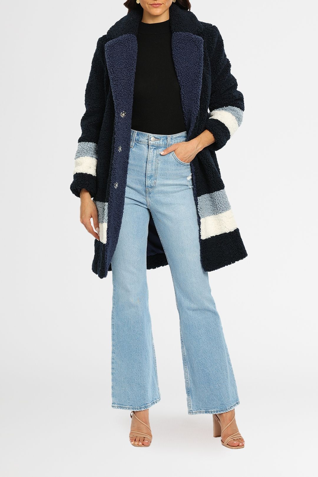 Ariana Sherpa Topcoat J.Crew navy blue