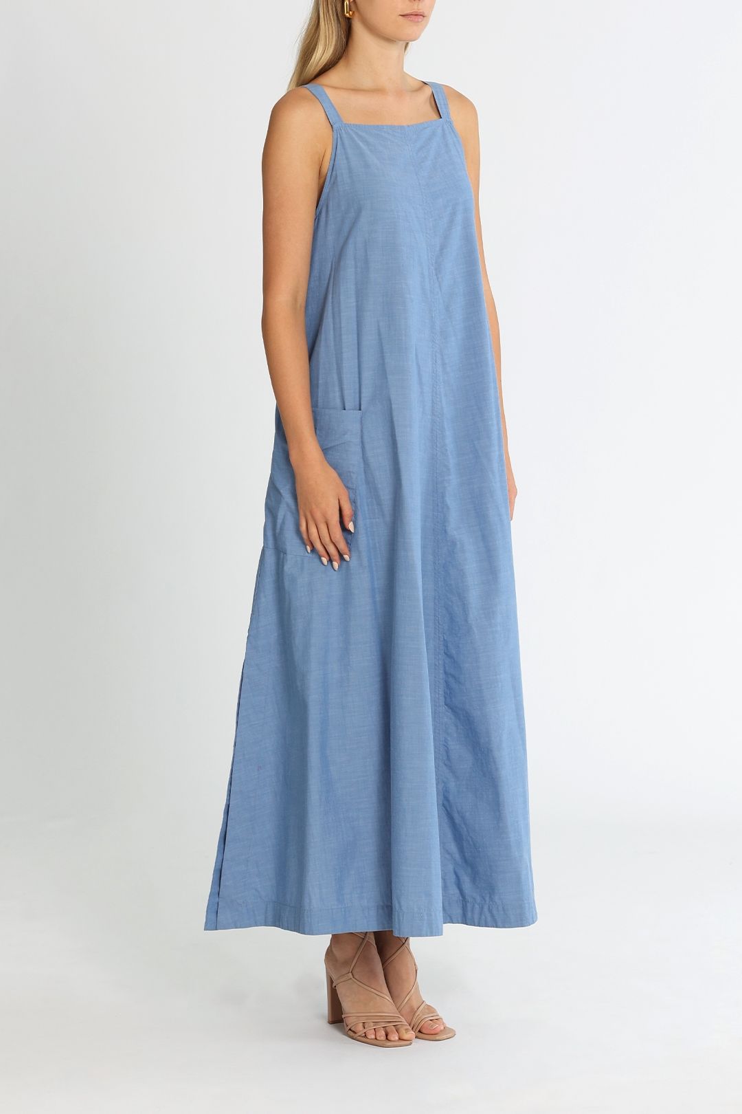 Sleeveless chambray dress on sale