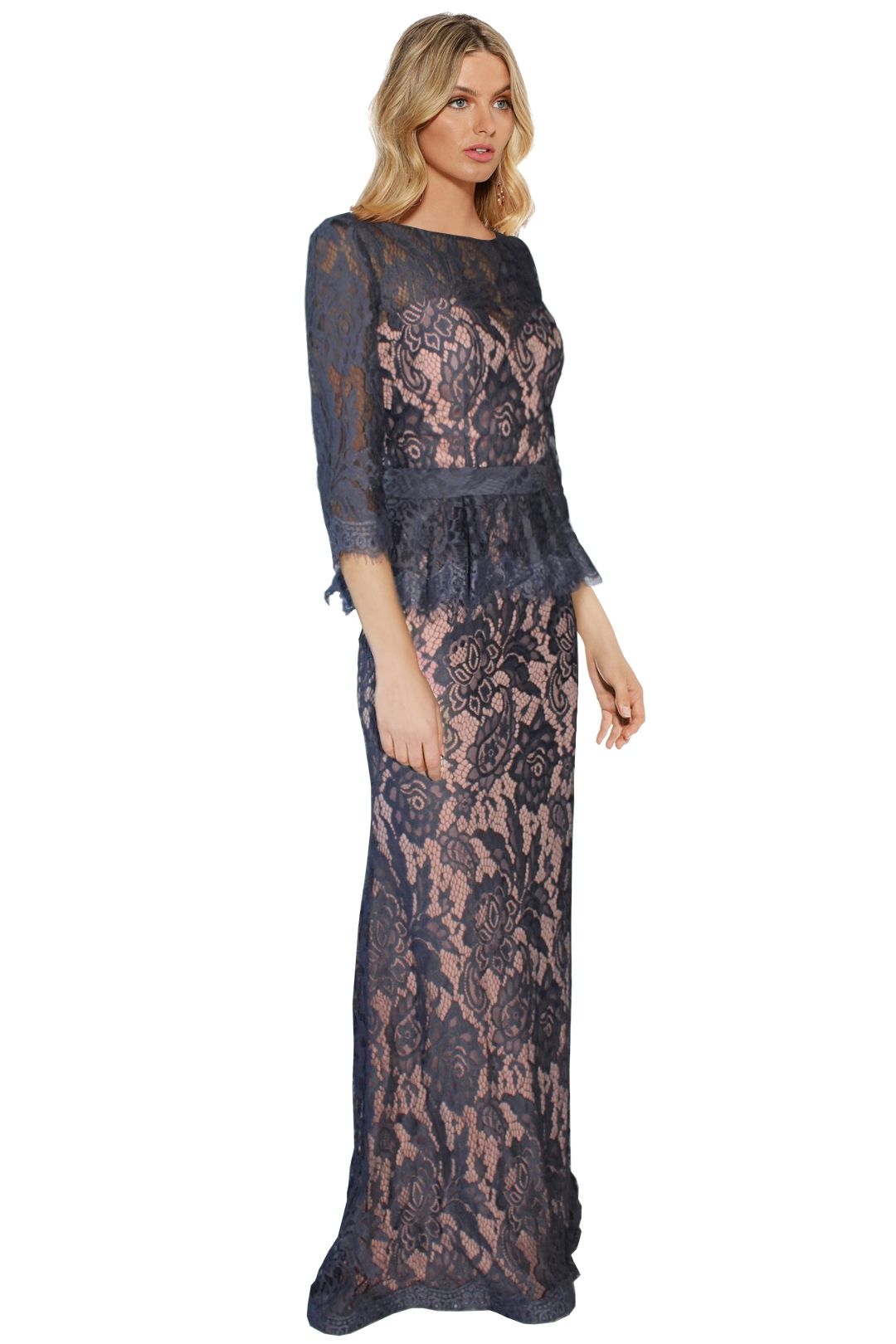 Jadore - Tessa Lace Gown - Grey Lace - Side