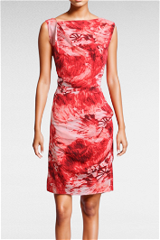 Jayson Brunsdon Abstract Print Ruched Red Dress